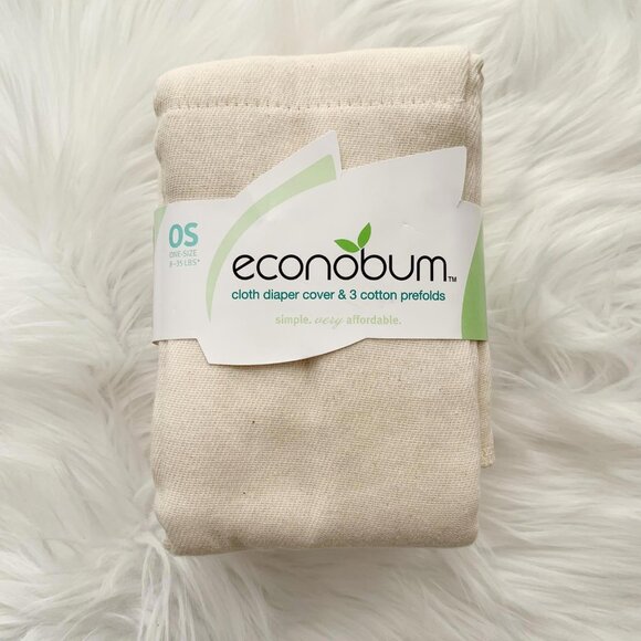 NWT Econobum - 3 cotton prefolds One Size 8-35 lbs (missing diaper cover) - Picture 1 of 4